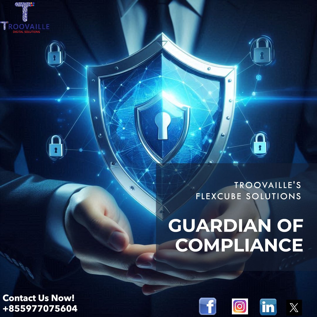 Troovaille_KH's tweet image. Stay compliant and secure with Troovaille’s Flexcube solutions! We prioritize regulatory alignment and robust security to keep your business protected. #TroovailleDigitalSolutions #OracleFLEXCUBE #BankingSolutions #DigitalTransformation #StayAheadOfTheCurve #phnompenh #cambodia