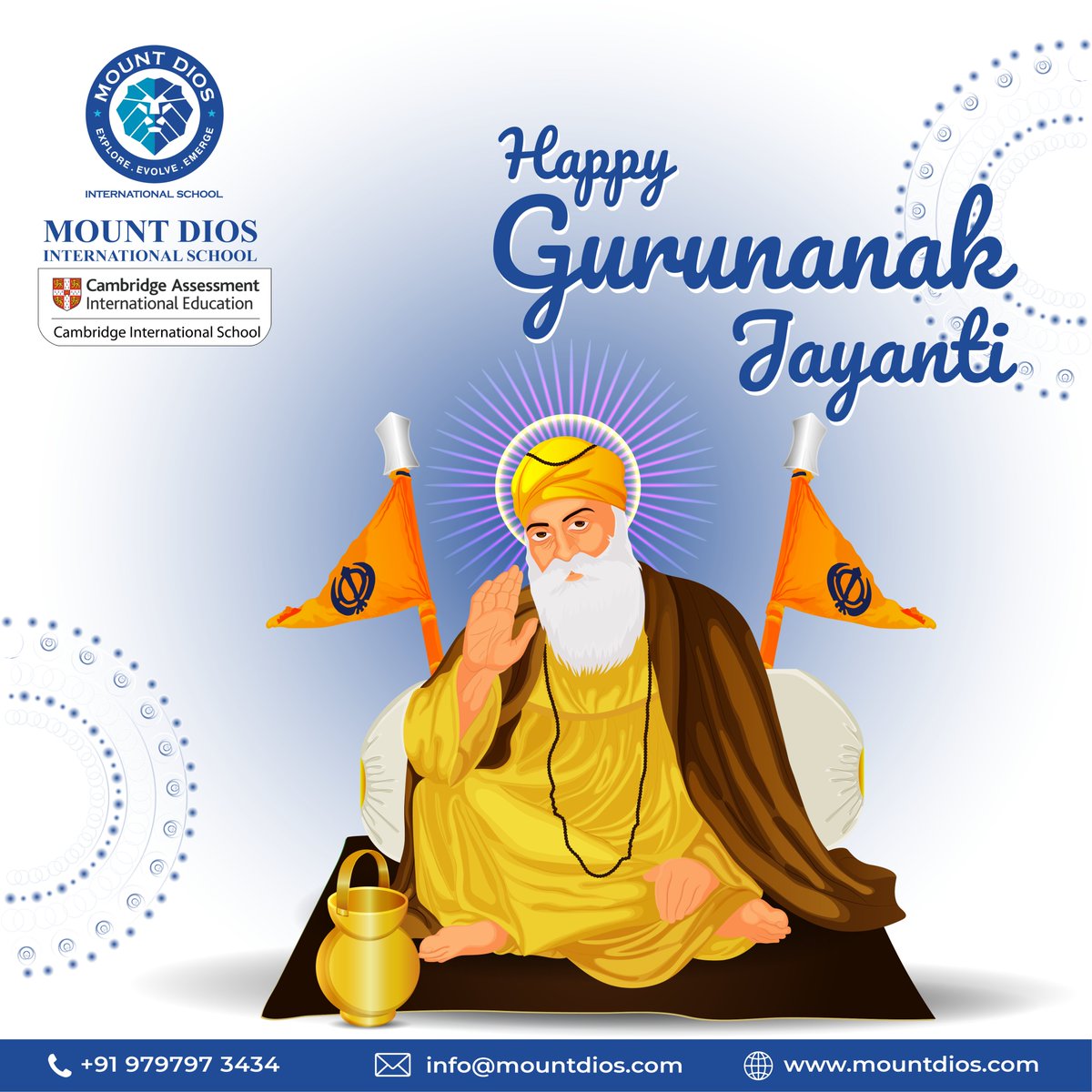 🌼🙏 Celebrating the Legacy of Guru Nanak Dev Ji on Guru Nanak Jayanti 🙏🌼

#GuruNanakJayanti #MountdiosInternationalSchool #TeachingsOfGuruNanak #PeaceAndUnity #ValuesInEducation #GuruNanakDevJi