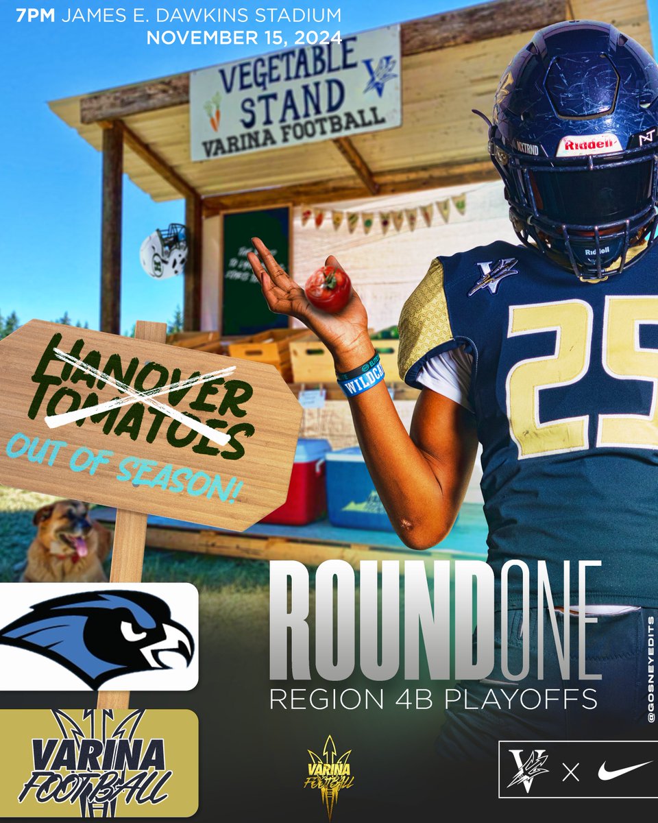 VarinaFootball's tweet photo. GET UP, ITโS GAMEDAYโผ๏ธ
PLAYOFFS - ROUND 1
๐- Hanover HS
๐- JAMES E. DAWKINS STADIUM
โ๏ธ- 7 PM
๐๏ธ- https://t.co/KVpKhCTkyZ
๐ฑ- Wear GOLD!
๐ฃ- BE LOUD!
#PACKTHEDAWK
#BuiltOn5
#GA5
@AthleticsVarina
@ZachJoachim
@CBS6SportsSean
@watchsportswire
@LaneCtvsports
@NolanKnightJr https://t.co/PNoX7UdfXE
