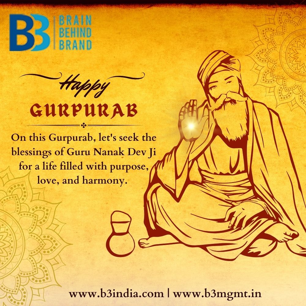 B3IndiaOfficial's tweet photo. On this sacred day of Gurpurab, let’s come together in gratitude and seek Guru Nanak Dev Ji’s blessings for a life filled with compassion, love, and togetherness. May his teachings inspire us to walk the path of peace and purpose. 
#gurupurnima2024 #gurupurab #Blessings  #B3India https://t.co/mU4FEN91YP