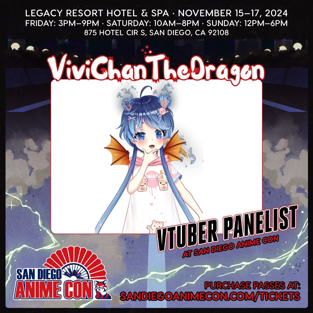 Sunday's VTuber programming guarantees fun on 11/17 at Panel Rm 4, Legacy Center 🤩

💫 "Fluffenfox Monster Hunter No Armor" at 2PM w/ happy-go-lucky <a href="/fluffenfox/">fox</a> 

💫 "ViviChan's Jukebox Experience"  at 3:30 PM w/ @vivichanthedragon 

Get Tix ▶️ buff.ly/3NnC3AL  ❤️‍🔥
