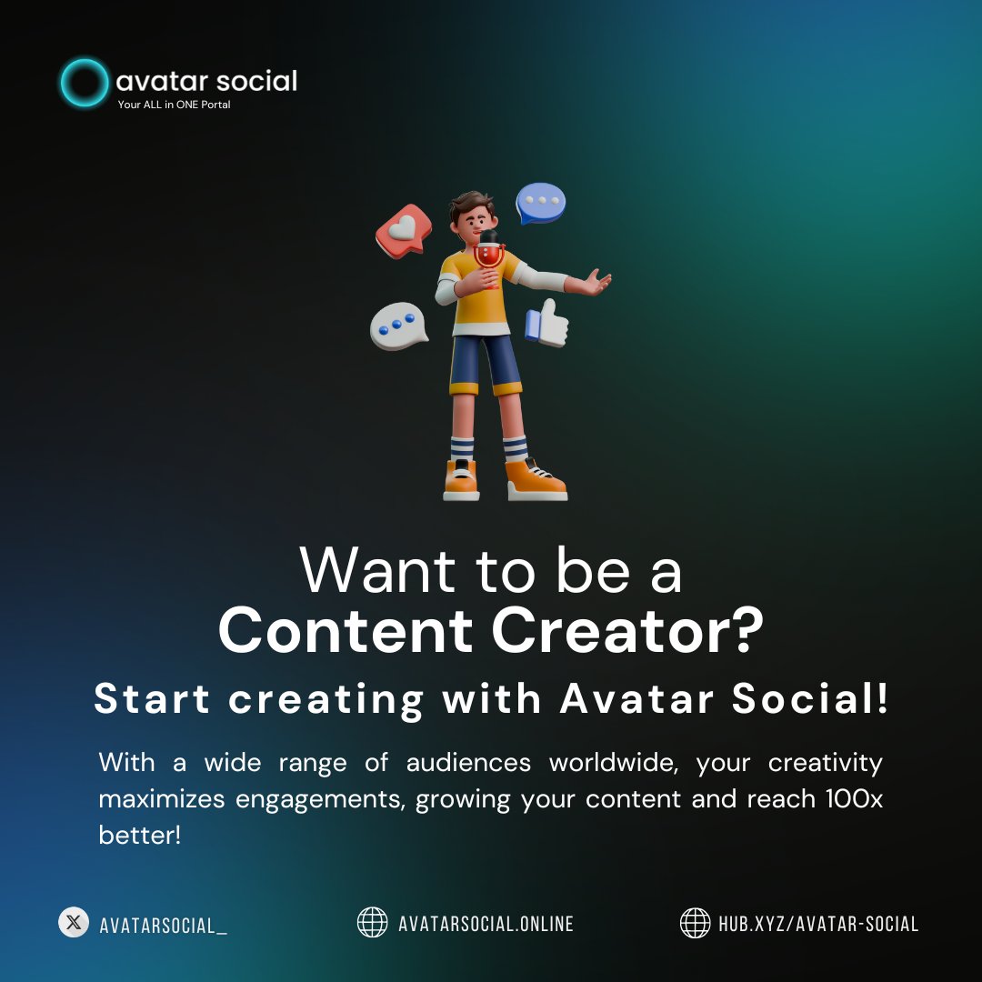 avatarsocial_'s tweet photo. Interested in Content Creation? 😺
Start creating with us at Avatar Social! 

Maximize your reach, and engagement and see your content grow 100x attracting a worldwide audience in our super app! 🚀

#AvatarSocial #AVATAR https://t.co/ulUV018lOX