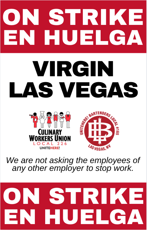 .<a href="/VirginHotelsLV/">Virgin Hotels Las Vegas</a> ON STRIKE! Culinary Union to strike Virgin Las Vegas beginning Friday, November 15th at 5:00am -

Culinary Union urges customers &amp; community allies to *not* cross the picket line at Virgin Las Vegas during the duration of the strike.

culinaryunion226.org/news/press/vir…