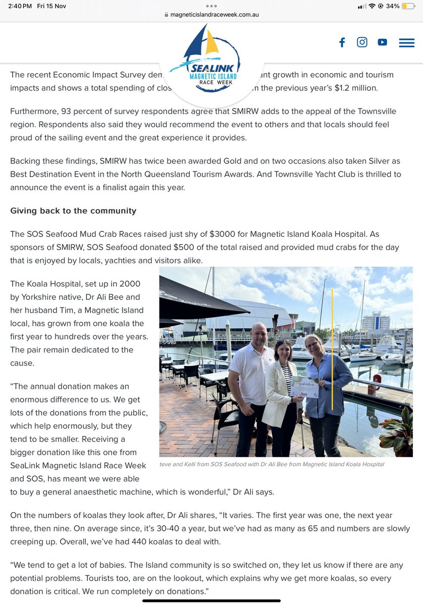 Thank you so much to Jodie and everyone at Sealink Magnetic Island Raceweek and Kelly and Steve from SOS (Stuffed on Seafood) for all the funds  that you have raised for us yet again. With the new clinic buildings nearly complete a new larger anaesthetic machine was very much on