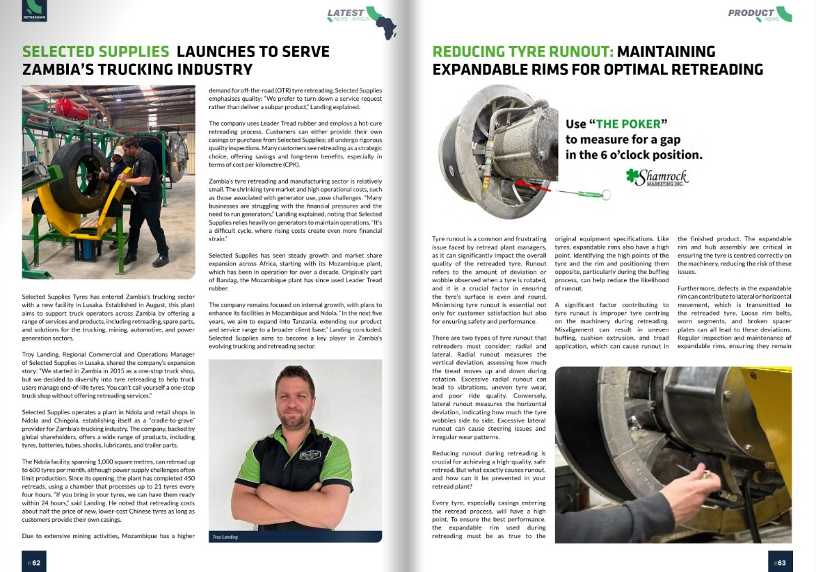 NEW MAGAZINE: Selected Supplies Launches To Serve Zambia’s Trucking Industry

✅retreadingbusiness.com/magazines/2024…

#TyreRetreading #Business #FleetManagement