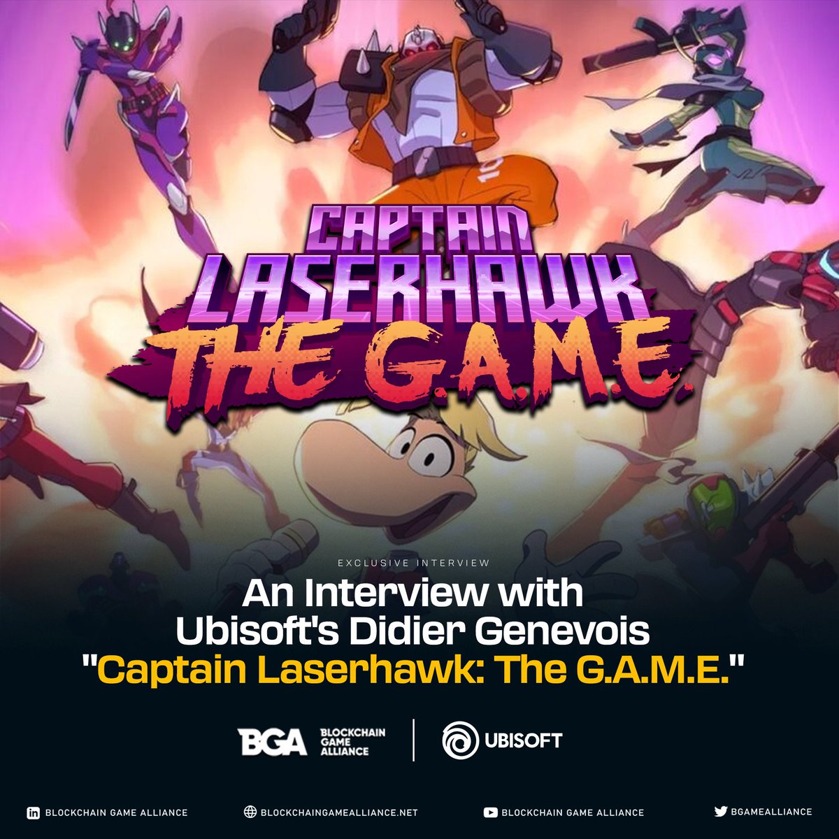 BGameAlliance's tweet photo. 🎮🚀 Discover @Ubisoft's @EdenOnline_exe, a.k.a. Captain Laserhawk, in Our Exclusive Interview! 🌟

🔍 Join us for a conversation with Ubisoft's Didier Genevois about their innovative Web3 title, Captain Laserhawk. 🎯 Explore their unique approach, what players can expect, and more!

✨ Read the full feature here 👇
https://t.co/WIFJt94lkb

🙌 Special thanks to @Ni_ko_lah and Eva Bleibtreu for their incredible contributions to this project!