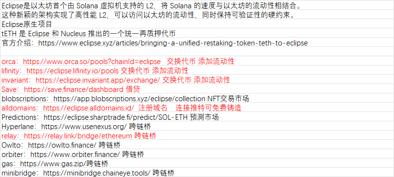 融资6500W｜Eclipse主网交互教程
交换代币流动性较高的
充裕的借贷流动性
跨链桥手续费最低
免费注册域名
都用红色标注了
docs.google.com/spreadsheets/d…