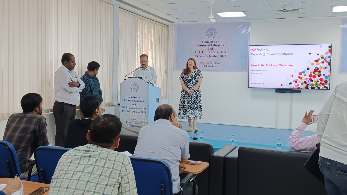 IOPPublishing's tweet image. On 5th Nov 2024, IOP Publishing hosted a successful Author Workshop at  IIT Bombay, led by Dr. Antigoni from our Bristol headquarters.
Thank you to the amazing attendees for making this event a resounding success! 
#IOPPublishing #AuthorWorkshop #IITBombay