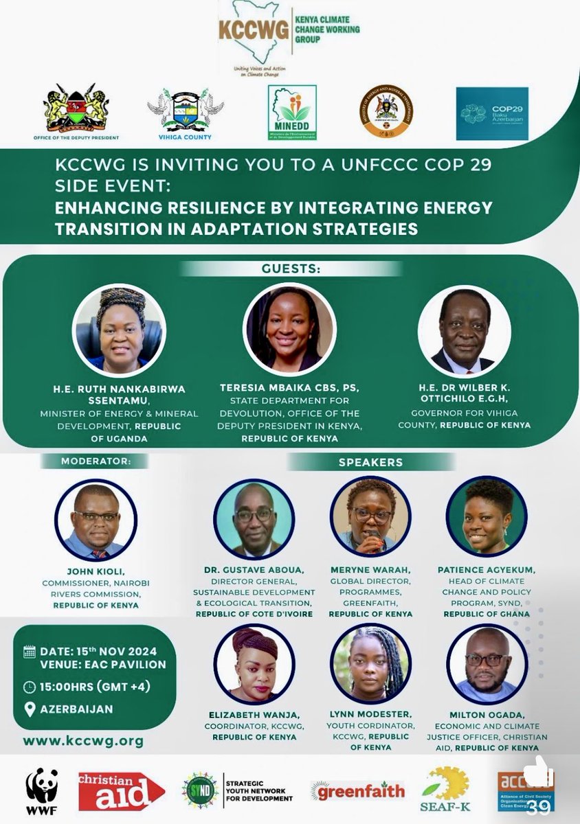faridahchemutai's tweet image. With COP29 in full swing! 🌍  we voice #Resilience -integrating clean energy into adaptation isn’t just future-proofing; it’s a game-changer. The energy transition fuels a sustainable tomorrow.  #EnergyForResilience #ClimateSolutions #COP29Baku