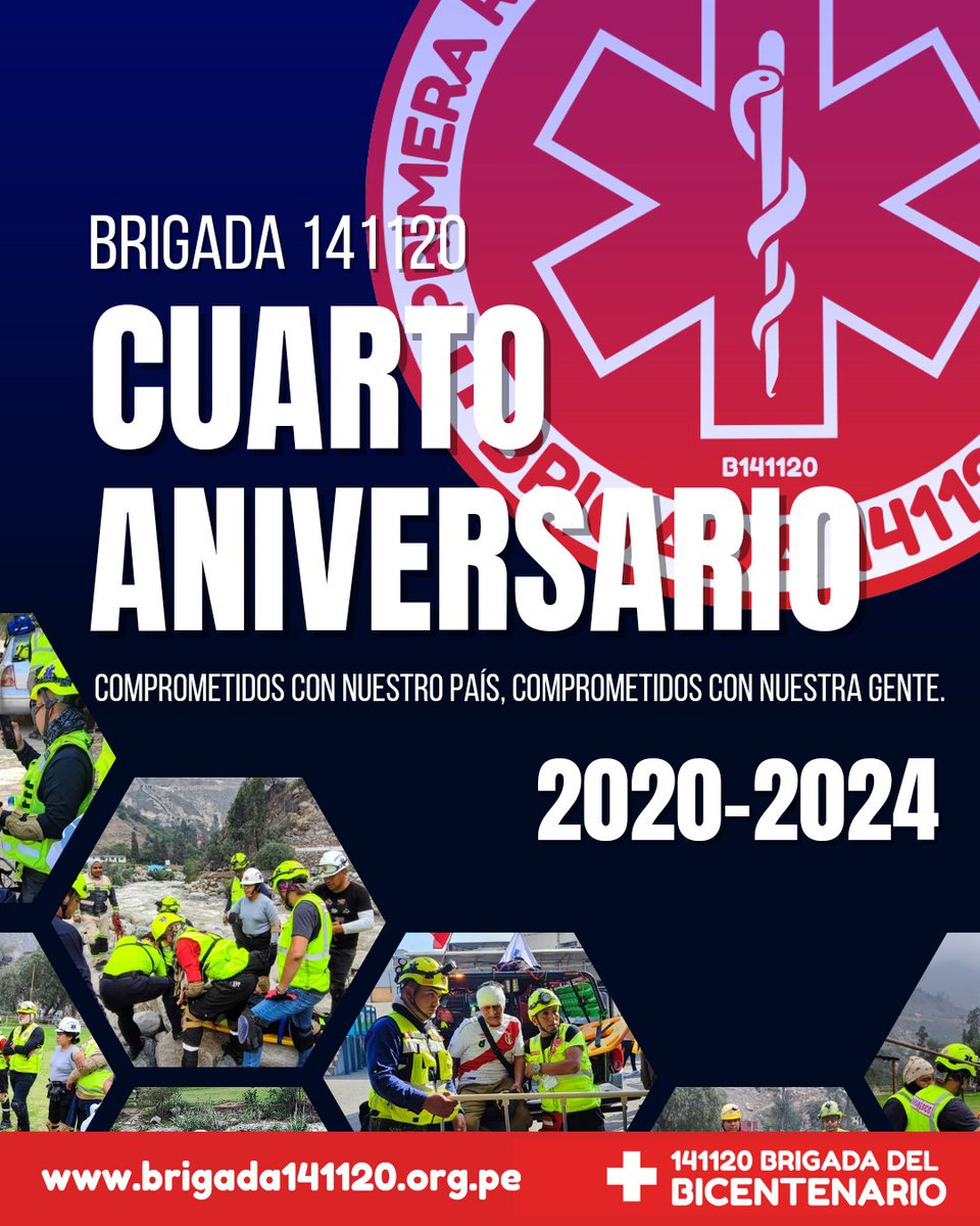 Brigada141120's tweet photo. Hoy celebramos cuatro años de entrega y compromiso a la sociedad peruana.
Nos llena de orgullo ver cuánto hemos avanzado, consolidando nuestro propósito de servir a quienes más nos necesitan, desde el esfuerzo colectivo de nuestros voluntarios hasta (1/4) https://t.co/W81SjFhYcR