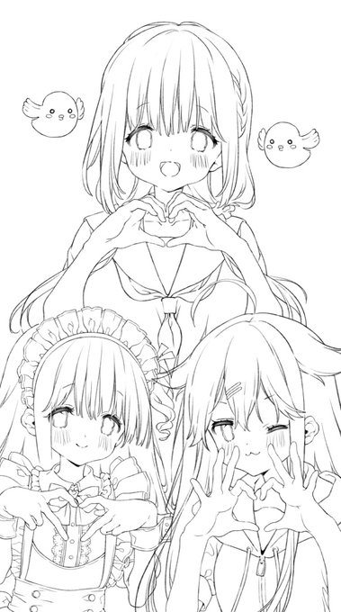 線画かわいく描けました✎⁾⁾ 