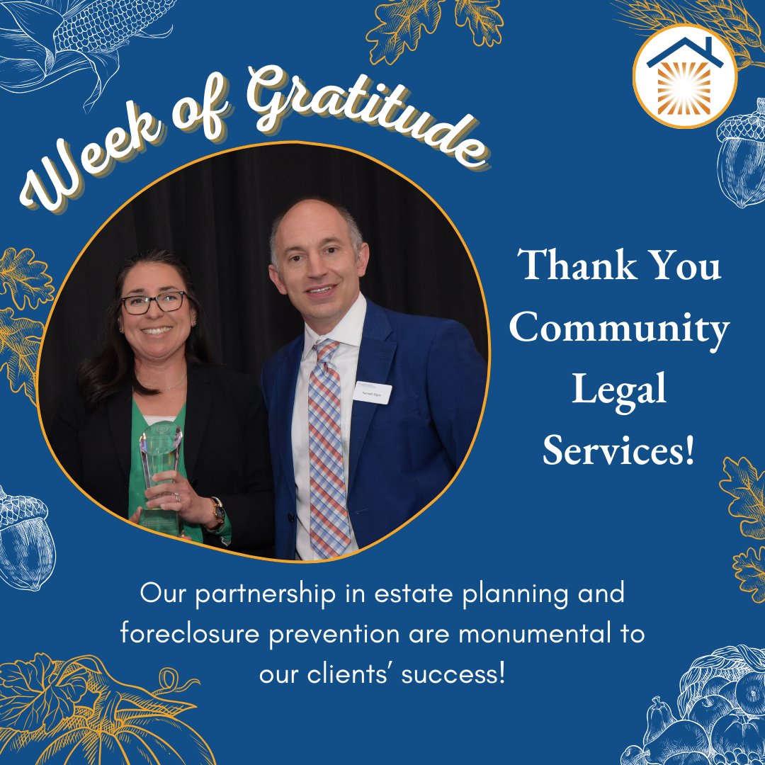In the spirit of gratitude that Thanksgiving offers, we want to take this week to thank some of the special partners who make our work possible!
<a href="/CLSphila/">Community Legal Services of Philadelphia</a>  is our partner in the Will Power program, and together we have educated over 1,400 homeowners on estate planning!