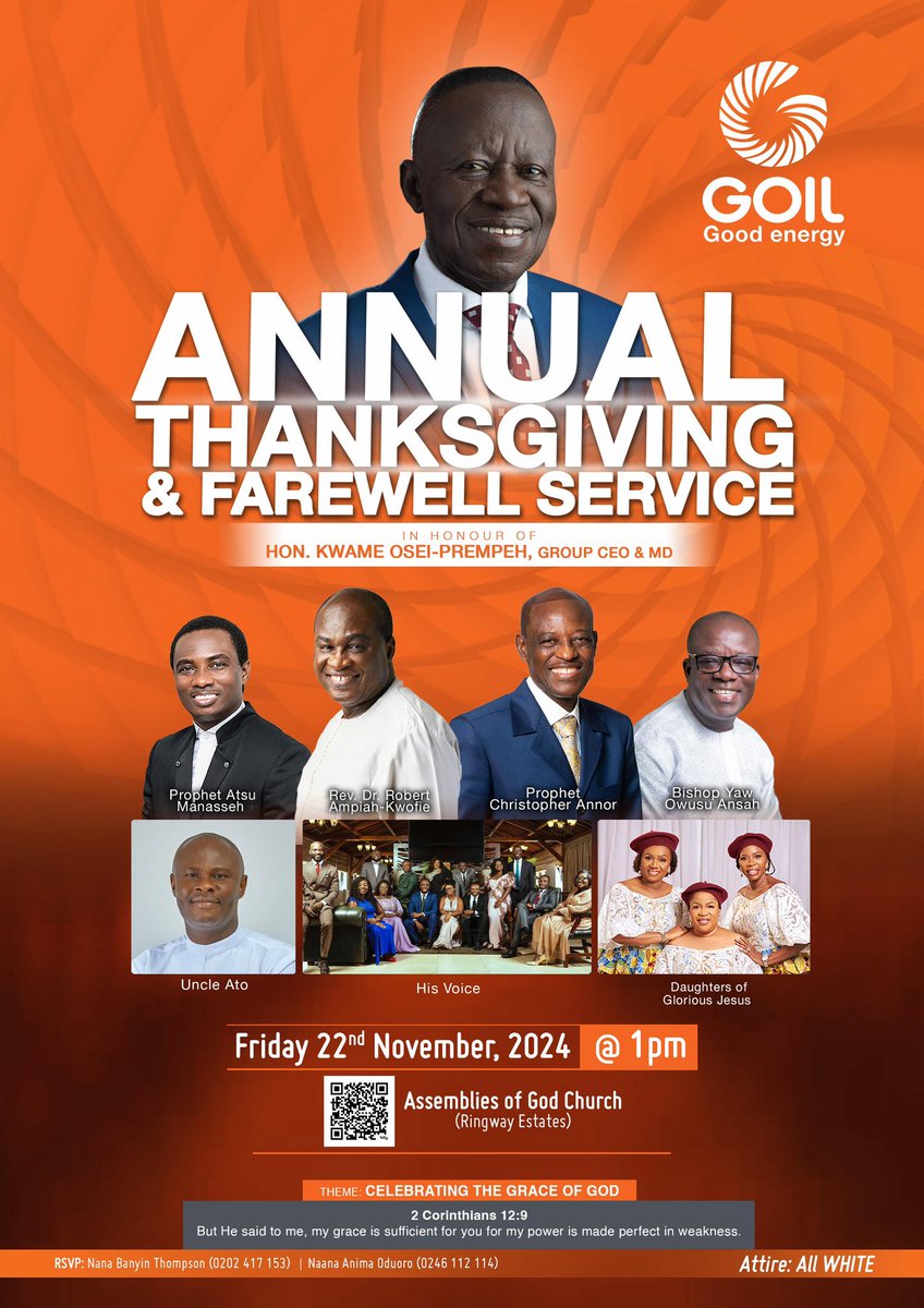 We're deeply honored to join the <a href="/GOIL_Official/">GOIL</a> staff in bidding farewell to our dear brother, Hon. Dr. Kwame Osei Prempeh, as he steps down as Group CEO and MD. 

Your remarkable achievements are a testament to your dedication and leadership. Ayekoo.