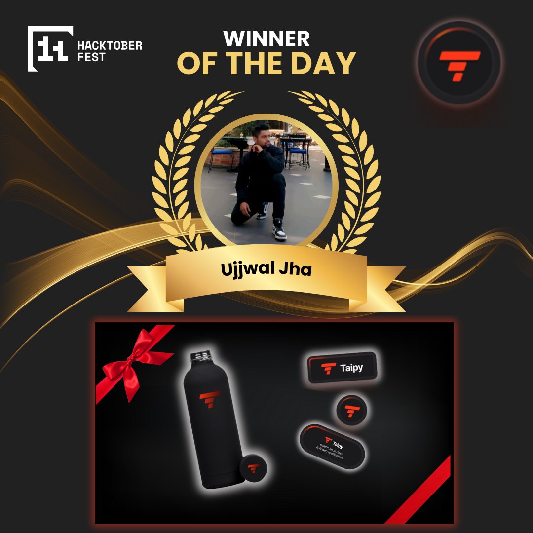 one of our #hacktoberfest contributors and what he won: Join us and contribute: github.com/Avaiga/taipy