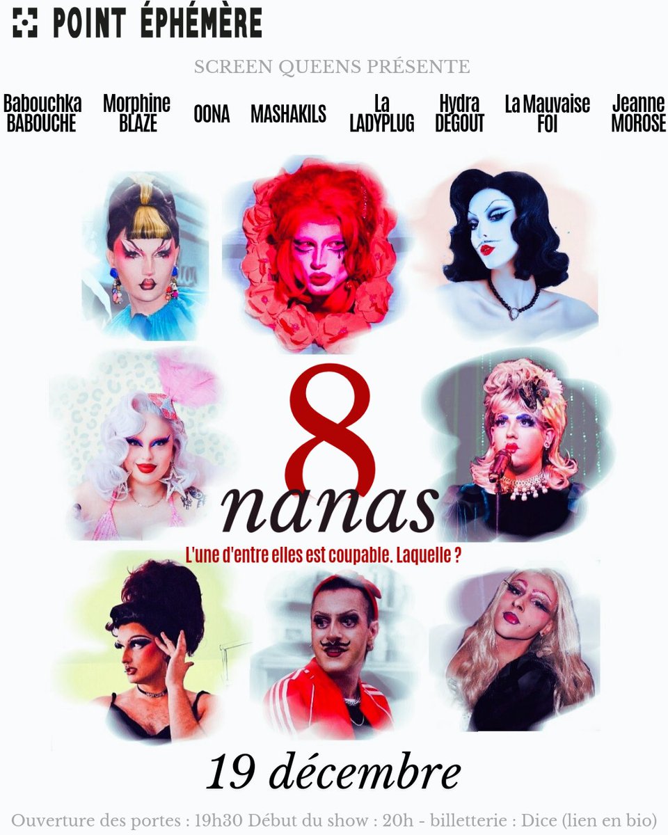 M👁️RPH🔪NE (@morphine_blaze) on Twitter photo Depuis le temps qu'on en parle, on fait enfin notre Cluedo inspiré de 8 femmes : 8 nanas 🎄
Avec <a href="/mashakils/">la dame qui déjeune</a> @laladyplug <a href="/BABZ_PRESIDENTE/">#BABOUCHE2027</a> & plein d'autres nanas !
Venez nous voir ça part vite ✨
dice.fm/event/mxo3yw-s… Depuis le temps qu'on en parle, on fait enfin notre Cluedo inspiré de 8 femmes : 8 nanas 🎄
Avec <a href="/mashakils/">la dame qui déjeune</a> @laladyplug <a href="/BABZ_PRESIDENTE/">#BABOUCHE2027</a> & plein d'autres nanas !
Venez nous voir ça part vite ✨
dice.fm/event/mxo3yw-s…
