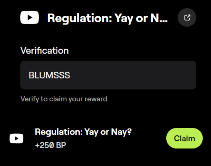 Game_For_All93's tweet photo. Blum : New Code For YouTube Video 22 November
Regulation: Yay or Nay?
Code➡️BLUMSSS
Blum
https://t.co/PFbO95ieWb
All Youtube Codes
https://t.co/cz9VMtAVuU
#Blum #DailyCombo #November2024
#BlumTask #BlumYoutubeVideo https://t.co/ubxxhGILJg