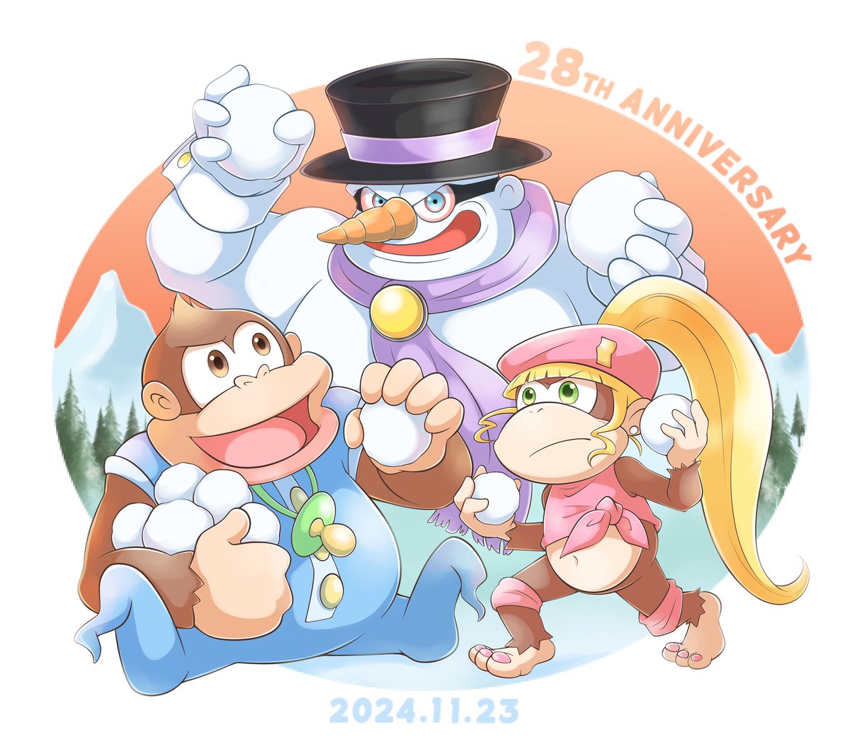 スーパードンキーコング3発売28周年おめでとう⛄️ブリークとの雪合戦