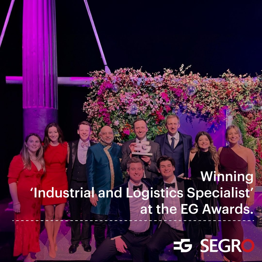 Winning ‘Industrial and Logistics Specialist’ at the @EGPropertyNews Awards.
 
We pride ourselves on paving a better future for the sector and external recognition is a sign we’re on the right track.
 
We are incredibly proud to have won EG’s ‘Industrial and Logistics Specialist’