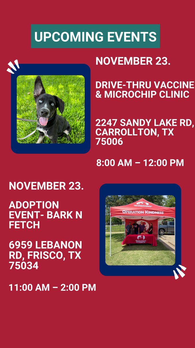 Check out our events this weekend. 🐶😺operationkindness.org/community-even…