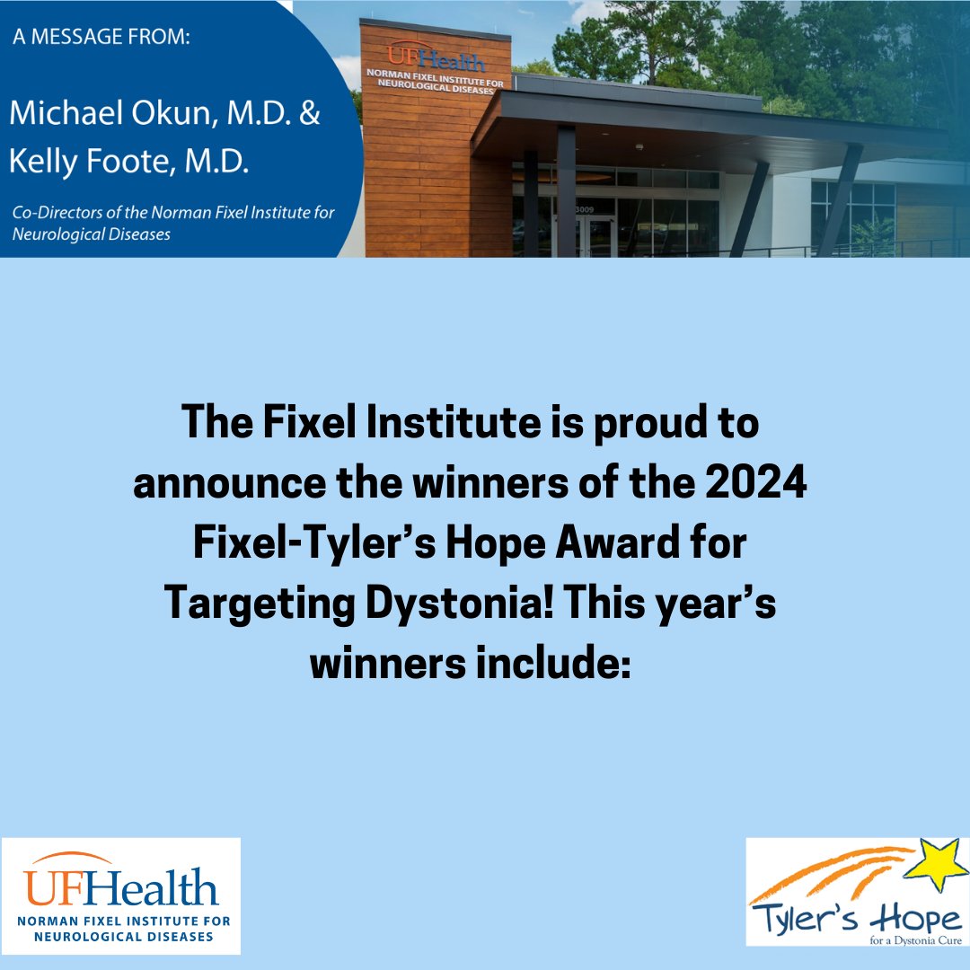 FixelInstitute's tweet photo. 🎉 The Fixel Institute is thrilled to announce the winners of the 2024 Fixel-Tyler's Hope Award for Targeting Dystonia! 🏆✨

A special thank you to Tyler’s Hope for their generous support in funding this award. Together, we’re advancing dystonia research! 💡 https://t.co/gBZ3Qz7WVx