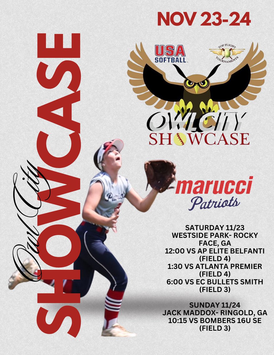Peyton (@peytonc_10) on Twitter photo Come watch us play at the Owl City showcase this weekend! Updated Schedule!! <a href="/MarucciPatsGC/">Marucci Patriots GC</a> <a href="/RUcoachMatt/">Matt Wright</a> <a href="/RUSoftball22/">Reinhardt Softball</a> <a href="/UWGSoftball/">West Georgia Softball</a> <a href="/PiedmontSB/">Piedmont Lions Softball</a> #teamLED Come watch us play at the Owl City showcase this weekend! Updated Schedule!! <a href="/MarucciPatsGC/">Marucci Patriots GC</a> <a href="/RUcoachMatt/">Matt Wright</a> <a href="/RUSoftball22/">Reinhardt Softball</a> <a href="/UWGSoftball/">West Georgia Softball</a> <a href="/PiedmontSB/">Piedmont Lions Softball</a> #teamLED