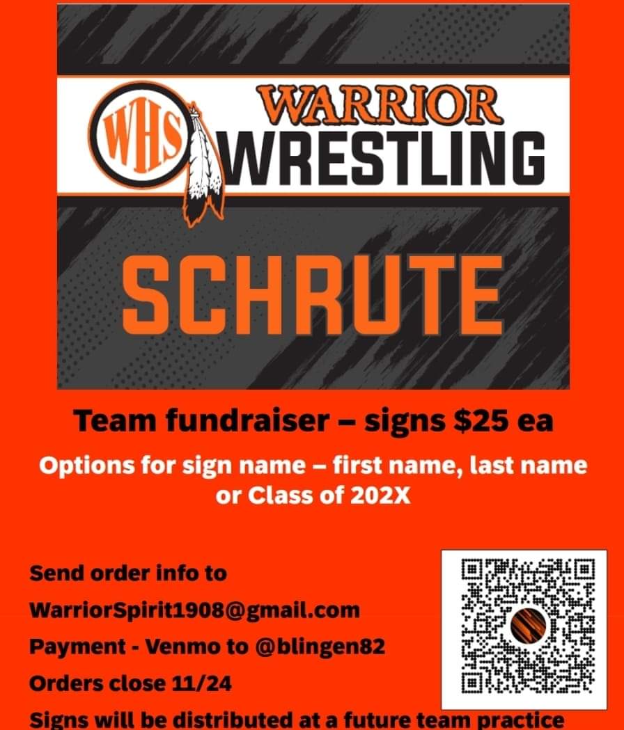 💥Great first week of Practice. We have a competitive group!
🚨Still need some orders to complete our yard sign campaign. It ends Sunday. Information below to order a sign and support your athlete. Warrior Wrestling Club