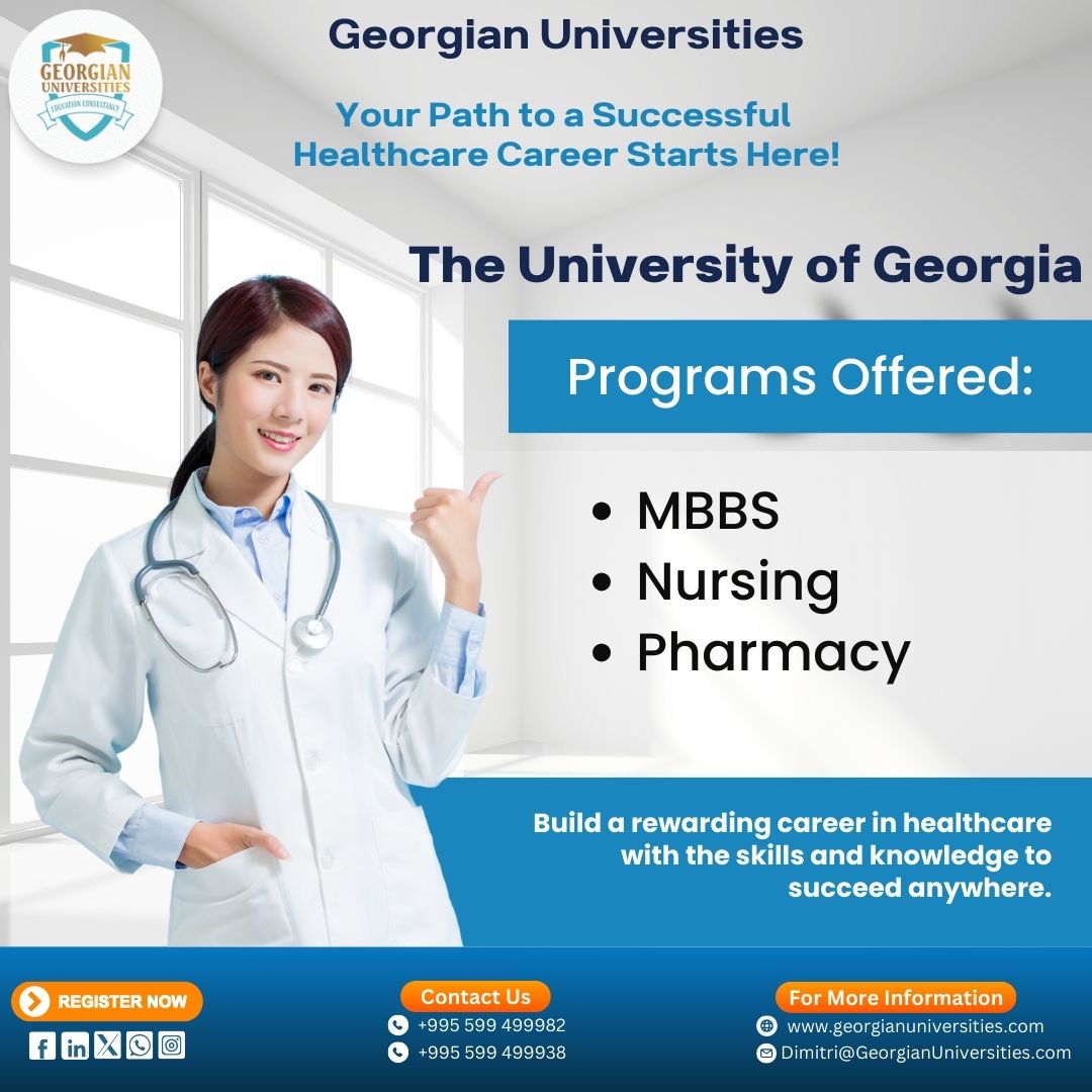 GeoUniversities's tweet photo. Study MBBS, Nursing, or Pharmacy at the University of Georgia!
Benefits of Studying in Georgia:
 Study in a safe, beautiful, and culturally rich country.
Contact us today to learn more!
Email: Dimitri@GeorgianUniversities.com

#StudyInGeorgia #MedicalEducationGeorgia https://t.co/hN4ZXTi3gl