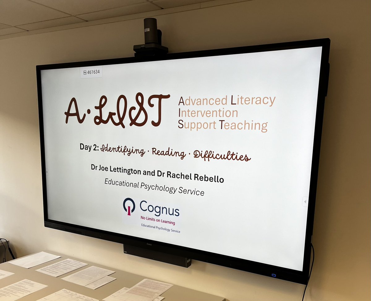 Today was Day 2 of the A•LIST training for staff in schools supporting young people with reading difficulties. The focus was identifying reading difficulties and monitoring response to intervention through curriculum based measures and miscue analysis #twitterEPs #reading