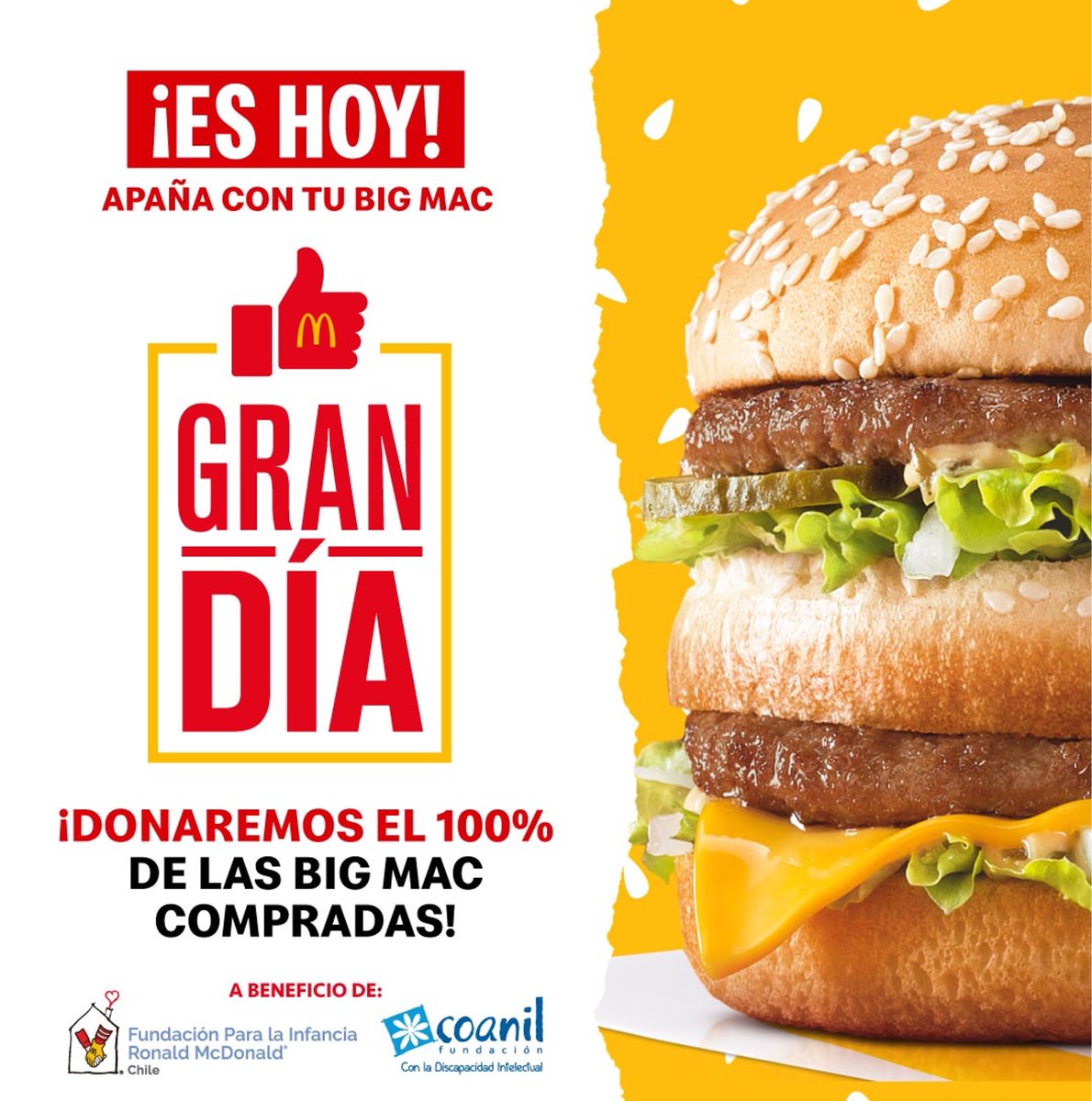 ¡¡Gracias por tu aporte!!  🎉 Tu Big Mac traerá esperanza a las familias que más lo necesitan.  #MeGustasAsí apañando siempre. 😍