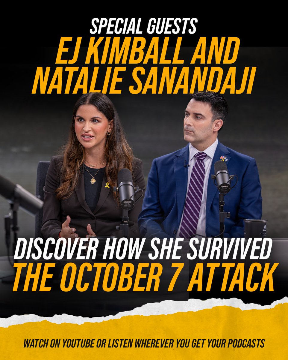 Combat Antisemitism Movement (@combatasemitism) on Twitter photo Today, at 5 PM ET, CAM Public Affairs Officer and 10/7 survivor <a href="/NatSanandaji/">Natalie Sanandaji</a> and CAM Director of Christian Outreach and Engagement <a href="/KimballEJ/">EJ Kimball</a> will join Pastor <a href="/allenjacksonmin/">Allen Jackson</a>'s weekly podcast.
Watch the YouTube broadcast at: youtube.com/@allenjacksonm… Today, at 5 PM ET, CAM Public Affairs Officer and 10/7 survivor <a href="/NatSanandaji/">Natalie Sanandaji</a> and CAM Director of Christian Outreach and Engagement <a href="/KimballEJ/">EJ Kimball</a> will join Pastor <a href="/allenjacksonmin/">Allen Jackson</a>'s weekly podcast.
Watch the YouTube broadcast at: youtube.com/@allenjacksonm…