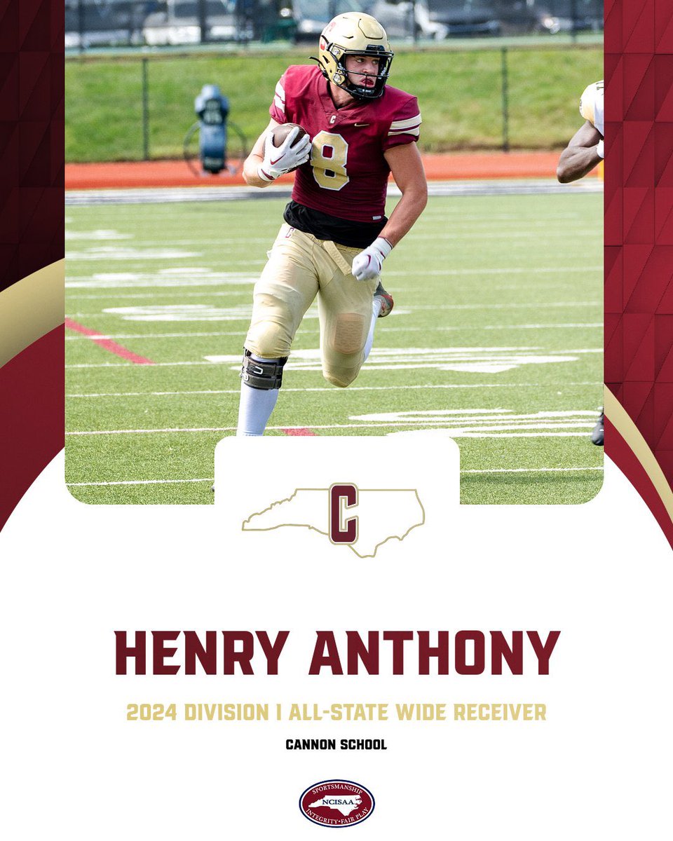 Big shoutout to Henry Anthony for being selected to the NCISAA Division I All-State team as a Wide Receiver! Only 3 WRs were chosen, and for him to earn this honor with the elite talent in the division is truly outstanding. We are proud of you, Hank! 💪🏈 #AllState