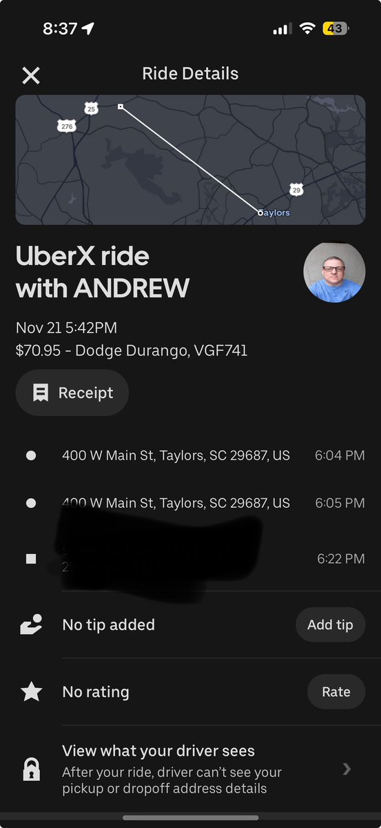 ihellojam1's tweet photo. @Uber your customer service is crap and I need help; the second picture is the ride home and is 4x the price of the ride to the destination. Please do the right thing and contact me. https://t.co/bKKavfUA2A