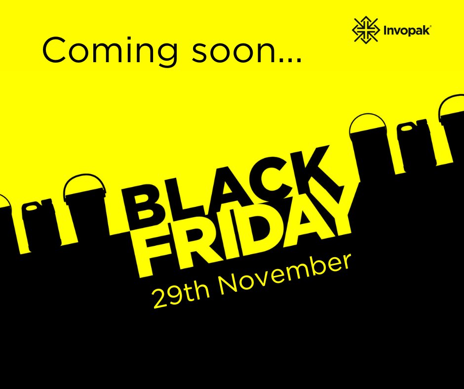 It's nearly time. Friday 29th November. Black Friday.
 
Watch out for some great packaging deals coming your way.

 zurl.co/zBZQ 

#Invopak #IndustrialPackaging #FoodandDrink #Beverages #Paint #Coatings #BlackFriday