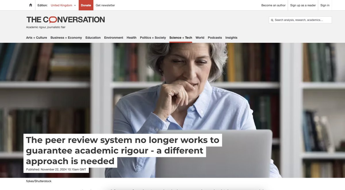 Research on Research Institute (RoRI) (@rorinstitute) on Twitter photo The peer review system is broken - a different approach is needed 💡
Kathryn Zeiler, <a href="/StephenPinfield/">Stephen Pinfield</a> and <a href="/LudoWaltman/">Ludo Waltman</a> write in <a href="/ConversationUK/">The Conversation</a> about how increased transparency in the review process could speed scientific progress: theconversation.com/the-peer-revie… The peer review system is broken - a different approach is needed 💡
Kathryn Zeiler, <a href="/StephenPinfield/">Stephen Pinfield</a> and <a href="/LudoWaltman/">Ludo Waltman</a> write in <a href="/ConversationUK/">The Conversation</a> about how increased transparency in the review process could speed scientific progress: theconversation.com/the-peer-revie…