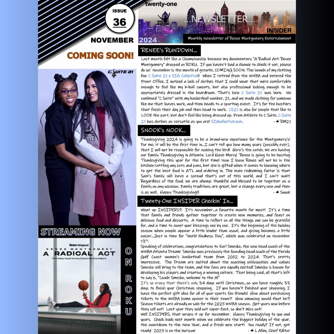 RME (@rmefamily) on Twitter photo Twenty-One Insider π
November 2024 Newsletter βοΈ
<a href="/CSuite21/">C Suite 21</a> coming soon!
<a href="/ReneeMontgomery/">Renee Montgomery</a>βs Rundown ππΎ
<a href="/SnookMontgomery/">Bertlela Montgomery</a>βs Nook π
Sign up today and donβt miss out on all things RME: bit.ly/RMENews Twenty-One Insider π
November 2024 Newsletter βοΈ
<a href="/CSuite21/">C Suite 21</a> coming soon!
<a href="/ReneeMontgomery/">Renee Montgomery</a>βs Rundown ππΎ
<a href="/SnookMontgomery/">Bertlela Montgomery</a>βs Nook π
Sign up today and donβt miss out on all things RME: bit.ly/RMENews