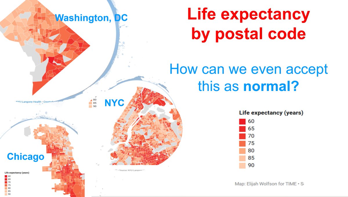 Penalosa_G's tweet photo. Lack of equity is NOT just in emerging countries...
See life expectancy in US by postal code.
Neighborhoods, within same city, life expectancy is 60 while 10 min away it's 90!
Food deserts, gangs, homelessness, bad parks, sidewalks, trees...
#MustChange Do radically diff. cities. https://t.co/nBFq0wdcae
