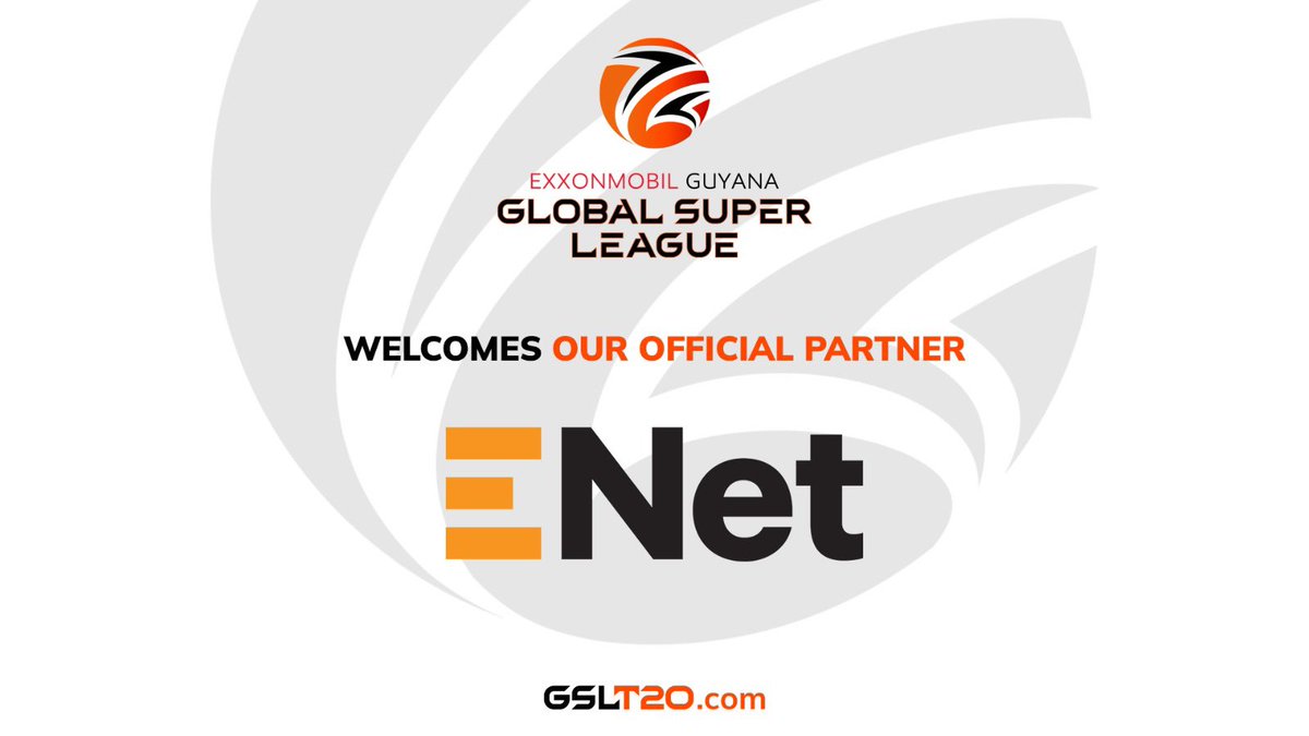 gslt20's tweet image. Welcoming our official partner ENet to the Global Super League 🇬🇾 #GSLT20 #GlobalSuperLeague #ENet