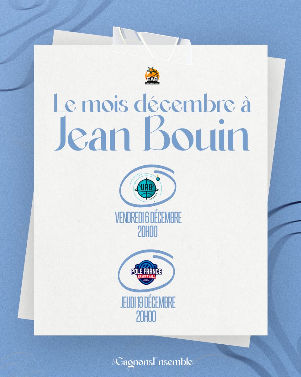 📆 Vos rendez-vous à Jean Bouin en décembre ! 

Au programme : deux rencontres avec, en ligne de mire, l’objectif de bien terminer l’année 2024 ! ✊

#GagnonsEnsemble ⭐️