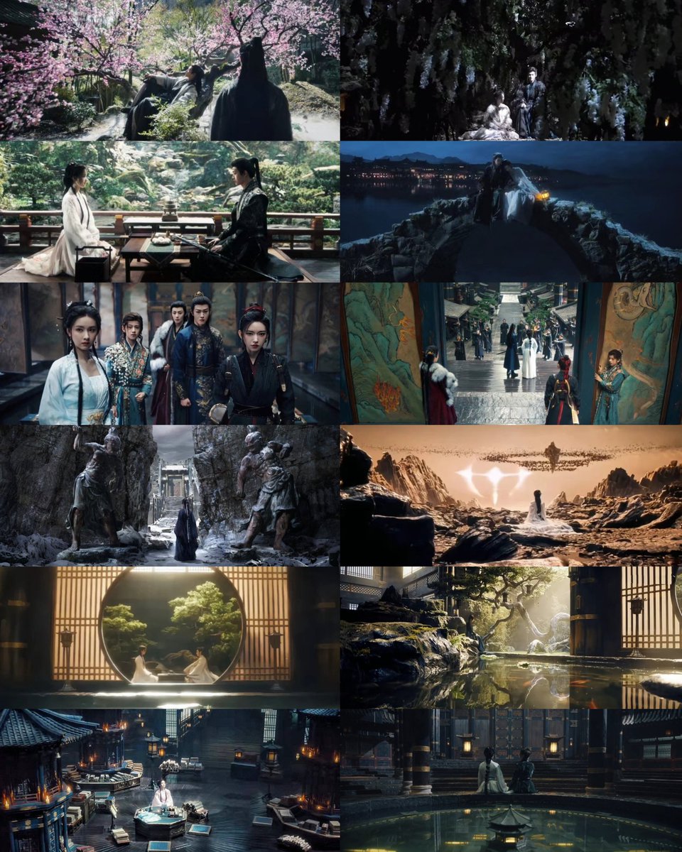 collage of scenes and stills from chinese fantasy drama《fangs of fortune》(2024)