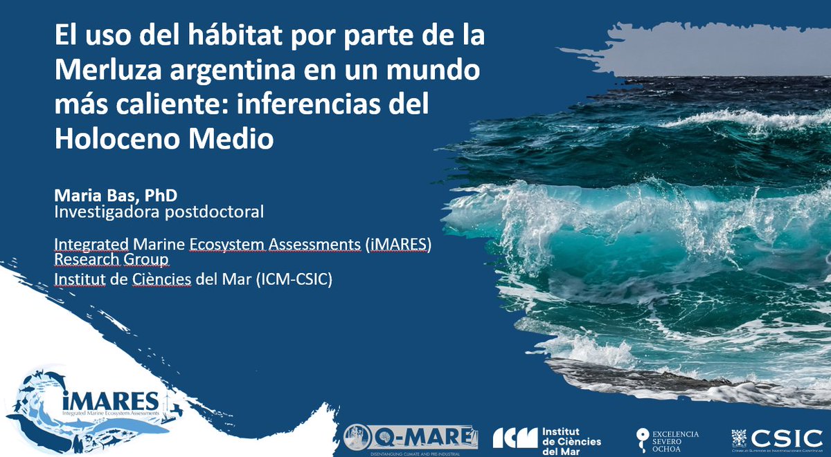 This afternoon, <a href="/MariaBas16/">Maria Bas</a> joins the workshop "In the Waters of the Past", organized by <a href="/uahurtado/">Universidad Alberto Hurtado</a> 🌊, to discuss Argentine hake habitat use in a warmer world during the Mid-Holocene. 🐟✨
#Ichthyoarchaeology #ClimateChange

+  info: lc.cx/KY-tNc

<a href="/ICMCSIC/">ICM-CSIC</a> 
<a href="/Q_MAREwg/">Q-MARE</a>