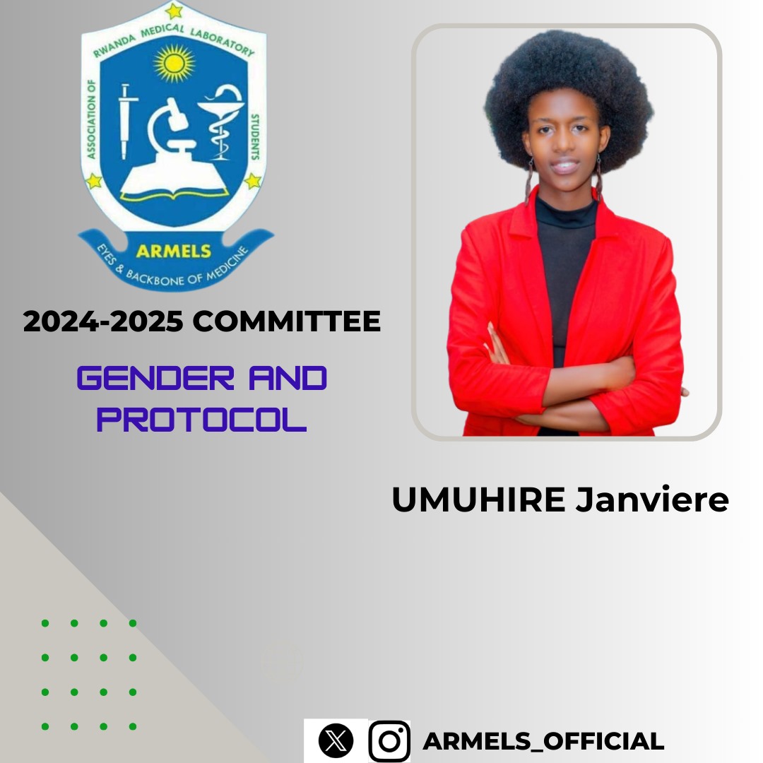 ARMELS_Official's tweet photo. Excited to welcome Umuhire Janviere as the Gender and Protocol Officer for the ARMELS (2024-2025)! Your dedication to inclusivity and protocol will ensure a cohesive and respectful community. Wishing you a successful term ahead! 🌟 #ARMELS #Leadership https://t.co/fS4L9HReO8