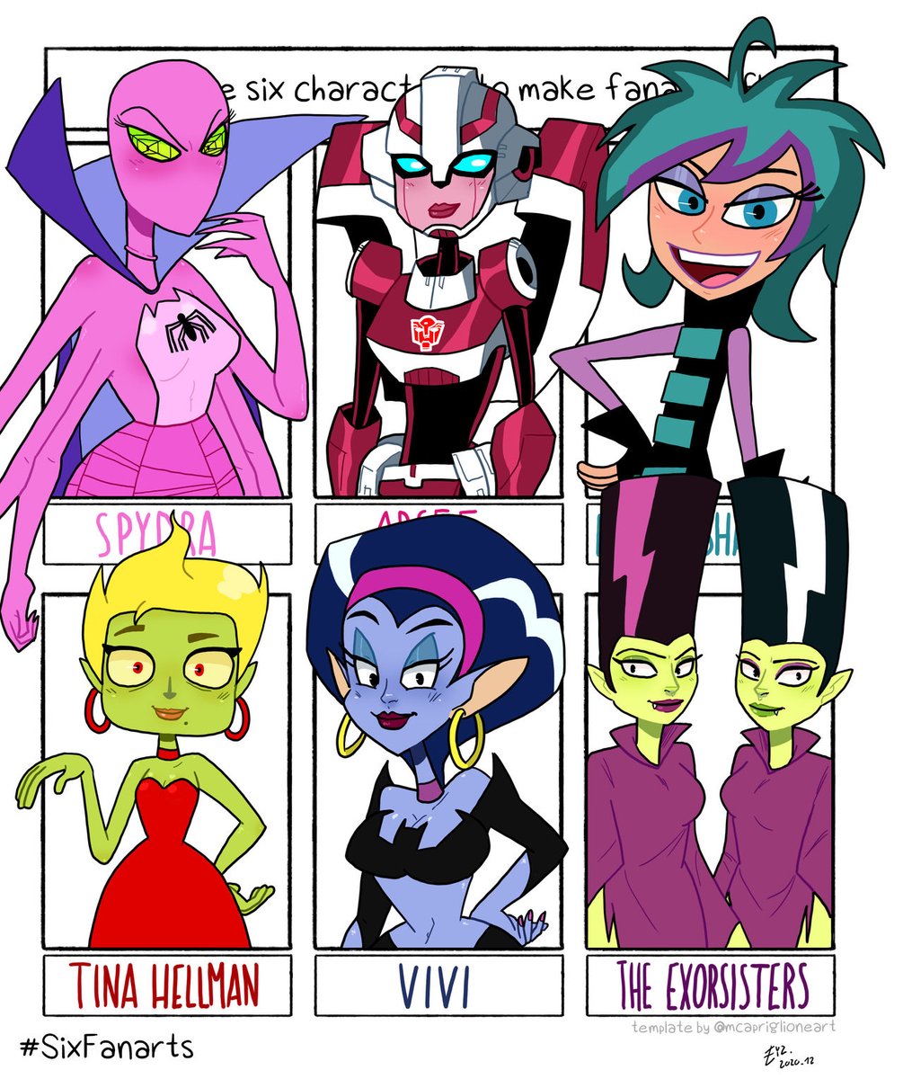 Eyzmaster's tweet photo. #SixFanarts repost!
Here's the last batch of characters with the ideas people picked or voted for.
Enjoy!
#Eyz #myart #spydra #arcee #laceyshadows #tinahellman #vivi #exorsisters #waifu https://t.co/2b9oAoXHZZ