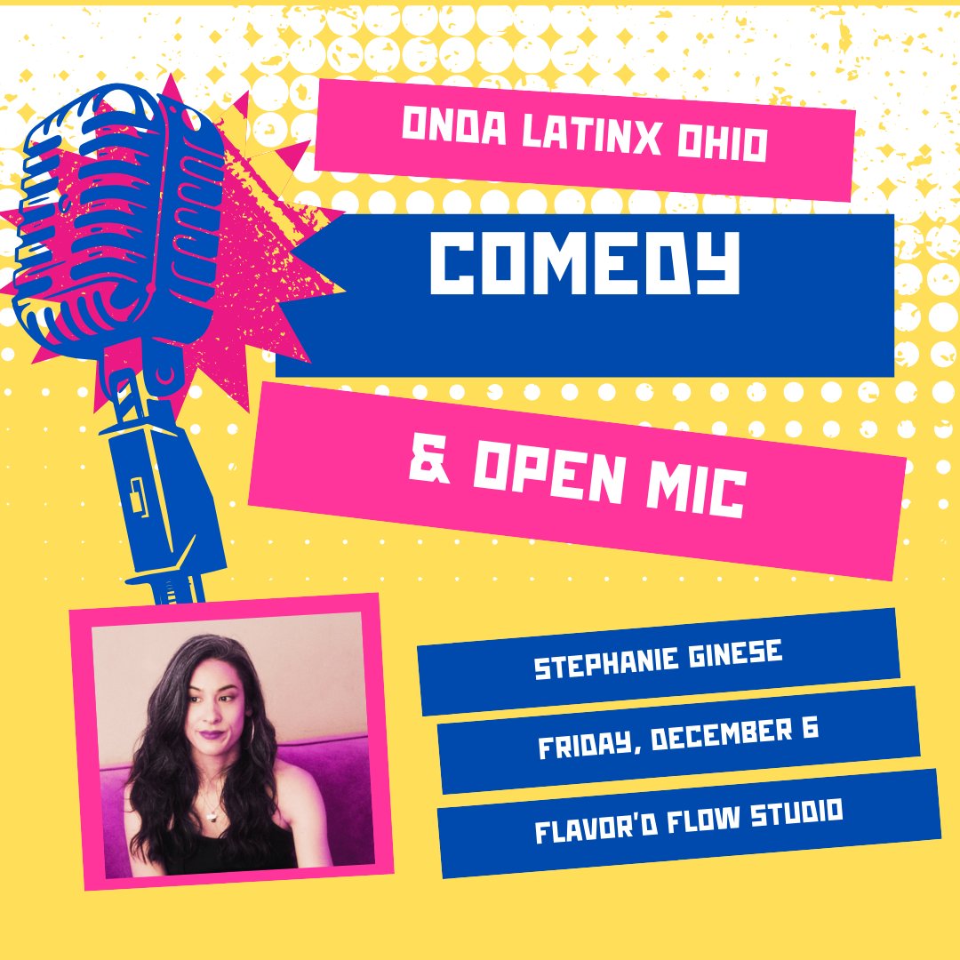 Center for Ethnic Studies (@ces_osu) on Twitter photo Two weeks from tonight! Open mic and stand up with Stephanie Ginese! At Flavor'd Flow Studio with Department of Spanish and Portuguese at The Ohio State University. Go here for the details: bit.ly/3CB5g9i Two weeks from tonight! Open mic and stand up with Stephanie Ginese! At Flavor'd Flow Studio with Department of Spanish and Portuguese at The Ohio State University. Go here for the details: bit.ly/3CB5g9i