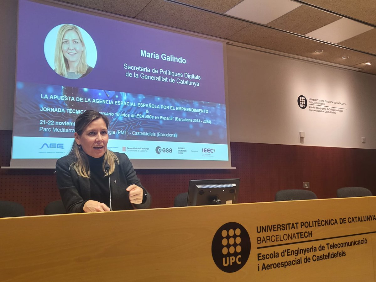 📌Avui s'ha celebrat la Jornada sobre Emprenedoria en el sector especial on s'ha analitzat la democratització del sector, permetent a pimes i startups entrar-hi 

🗣️La SPD <a href="/mariagalindogd/">Maria Galindo Garcia-Delgado</a> ha valorat la feina que s'està fent des del <a href="/govern/">Govern de Catalunya</a> en el marc de l'#EstratègiaNewSpace