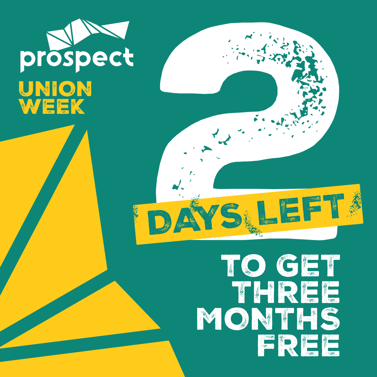 ProspectUnion's tweet photo. Time is running out to make the most of our #UnionWeek offer ⌛️
Join Prospect for protection at work 👷
If you sign up by Sunday you'll get three months free: https://t.co/hpgKk3SOOS https://t.co/4dV1cfMZwa