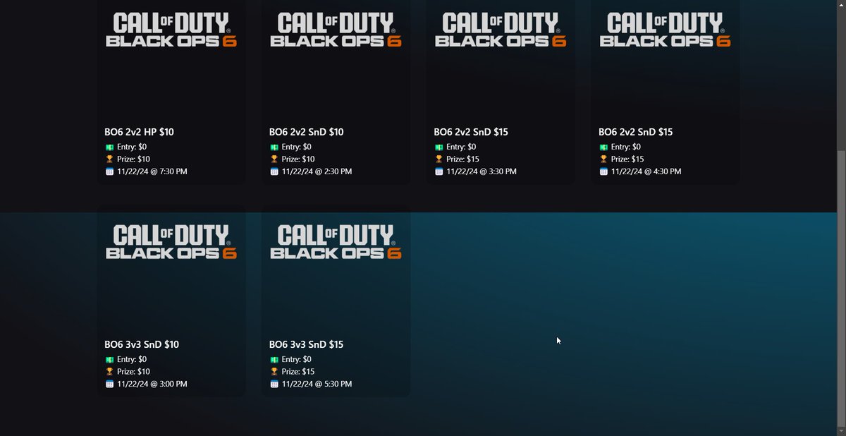 Tired of ranked already ?

Follow <a href="/EpiQGamingLLC/">EpiQ Gaming</a> for Daily Events. 

Daily Free Entry tournaments!!

Todays Free Entries in screenshot: