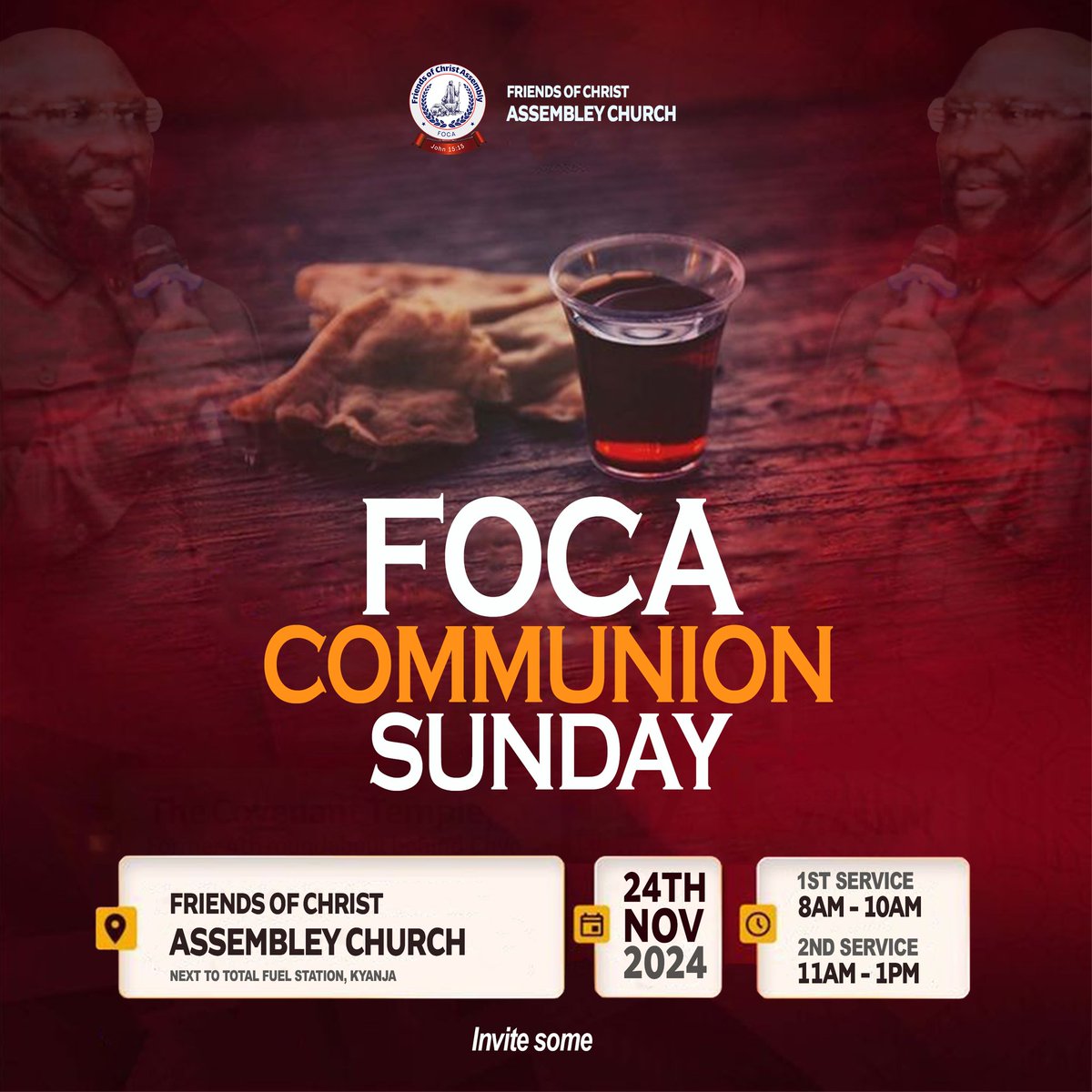FOCAchurch's tweet photo. Join us this Sunday as we remember the sacrifice of Jesus.
There is so much that God has made available to believers in communion. While on the one hand it is a celebration, it’s not a silly or playful experiment. There is a certain weightiness to it. https://t.co/Ppe0NHR5Ka