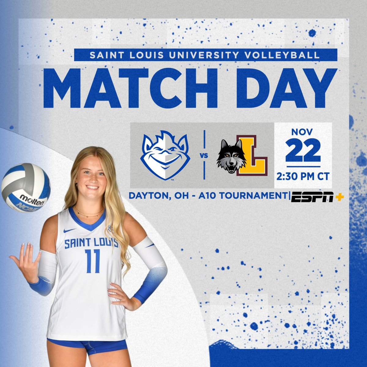 🏆First Day of Postseason Play!

🆚 Loyola Chicago 
📍 Dayton, OH
⏰ 2:30 PM CT
📺 ESPN+

#CTM