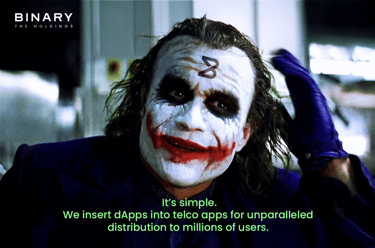 thebinaryhldgs's tweet image. 🎯 99 problems but distribution ain&apos;t one.

🚀 The only Layer2 that inserts your dApps inside telecommunications app.

👥 We have the users, bring your dApps.

🔜 The Binary Network: coming soon.