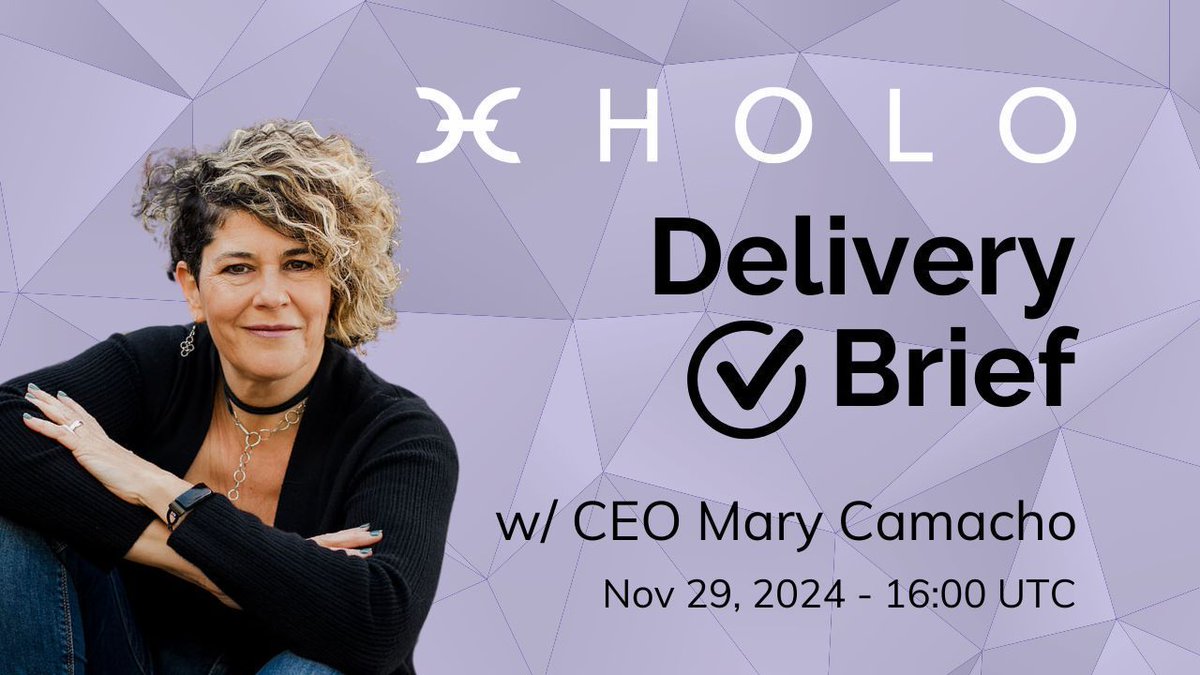 📢 Time for another Holo Delivery brief: Friday, Nov 29th at 16:00 UTC! Get your questions answered—see you there! youtube.com/live/5iiM2YrsM…